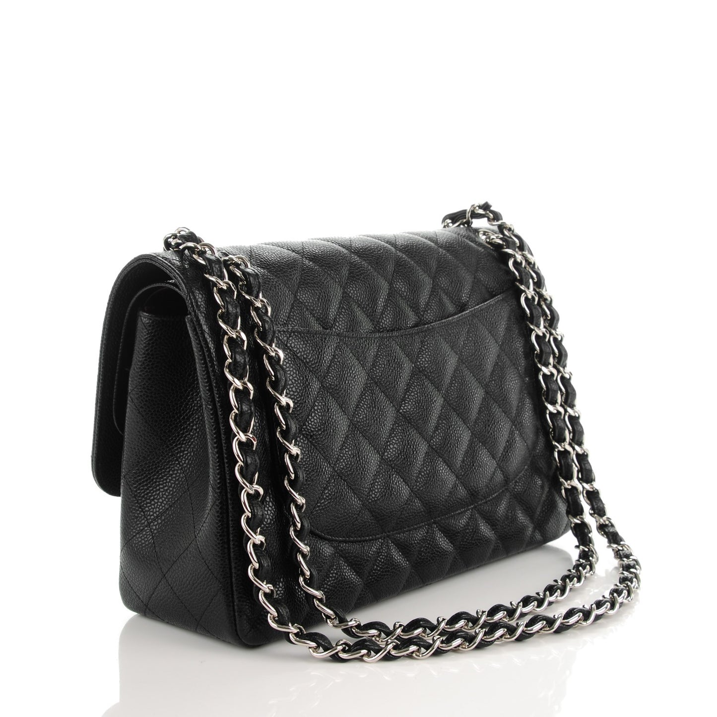 Caviar Quilted Jumbo Double Flap Black