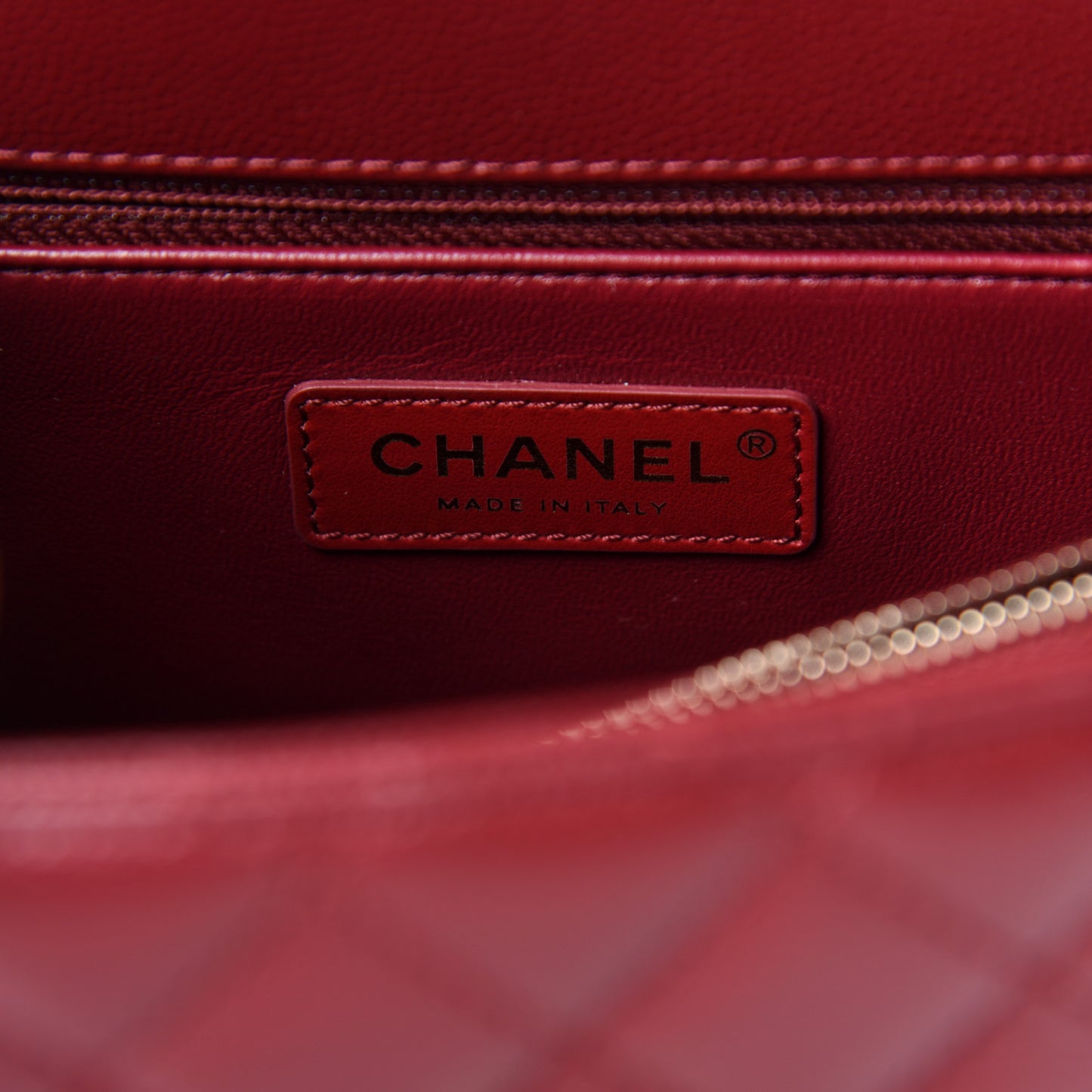 Caviar Lizard Embossed Quilted Small Coco Handle Flap Burgundy