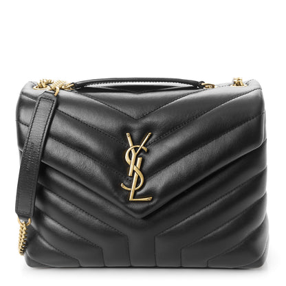 Saint Laurent Calfskin Y Quilted Monogram Small Loulou Chain Satchel Black 1 of 11