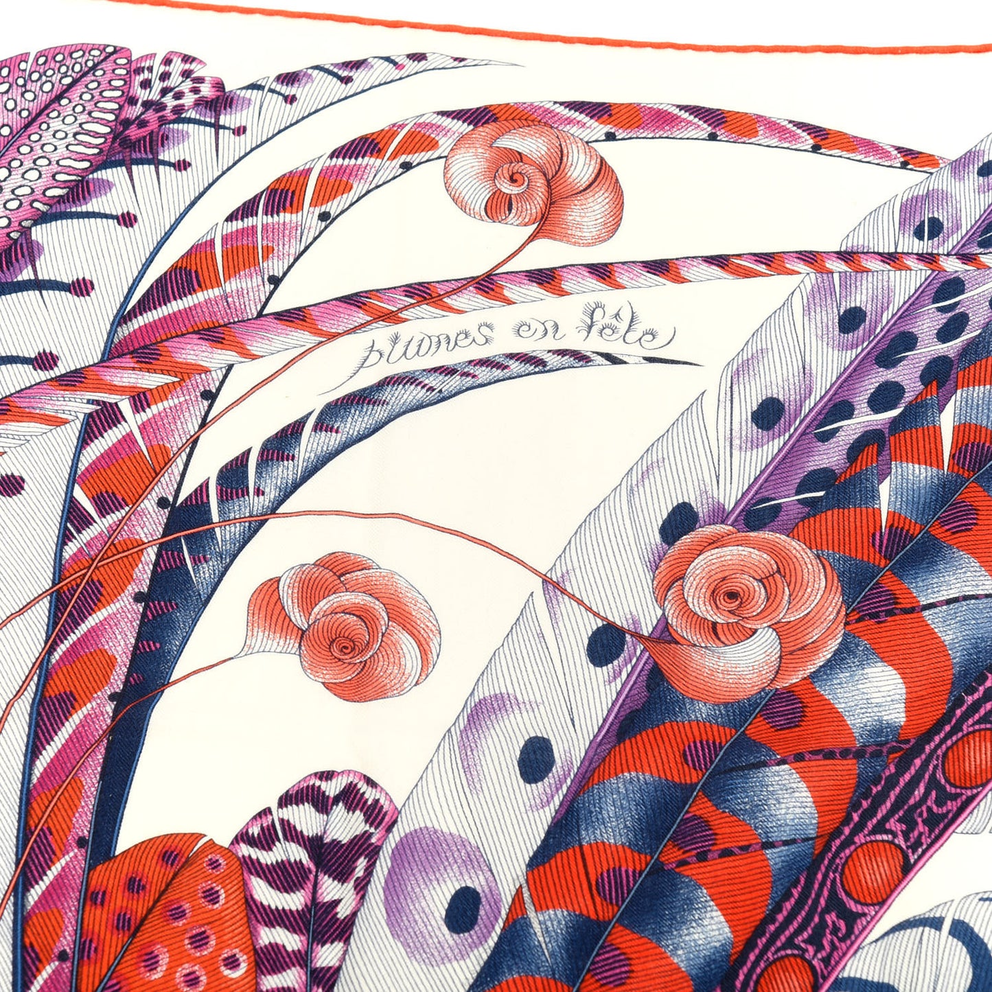 Cashmere Silk Plumes En Fete Shawl 140 White Violet Rouge