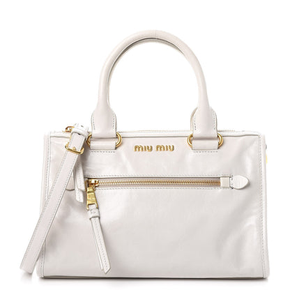 Miu Miu Vitello Shine Zip Tote Talco 1 of 14