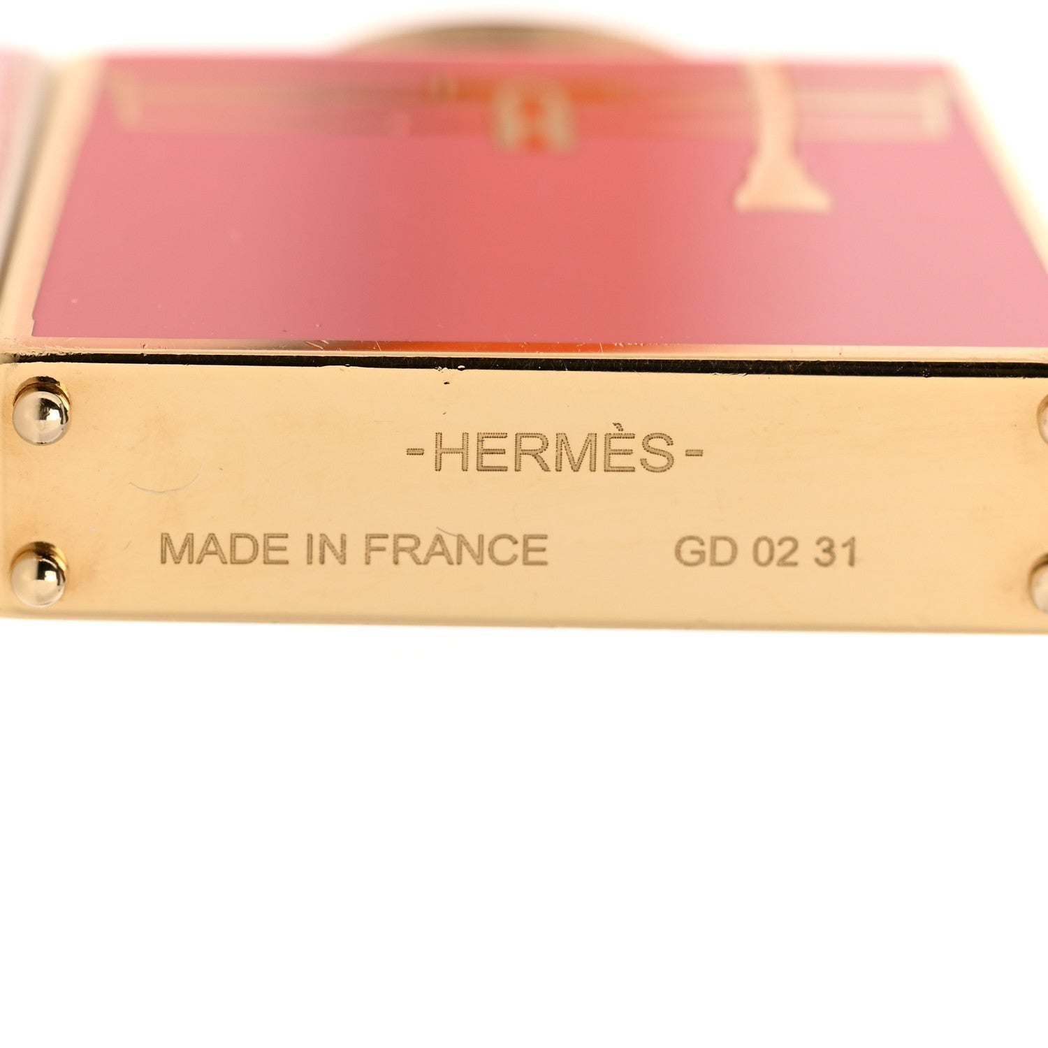 Hermes Metal Lacquered Permabrass Kelly Curiosite Charm Rose Azalee 3 of 4