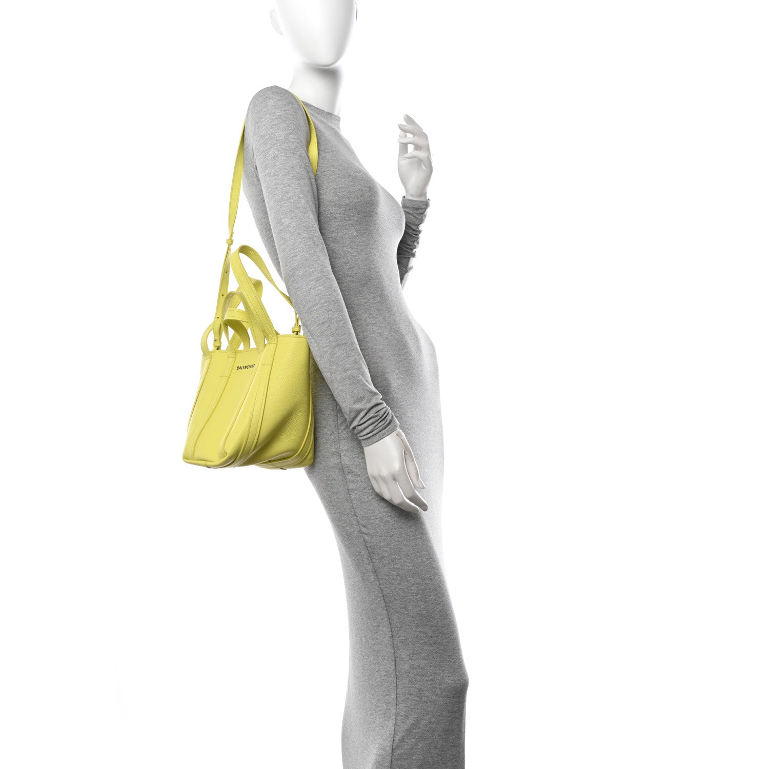 Balenciaga Grained Calfskin XS Everyday North South Shoulder Tote Bag Lemon 2 of 11