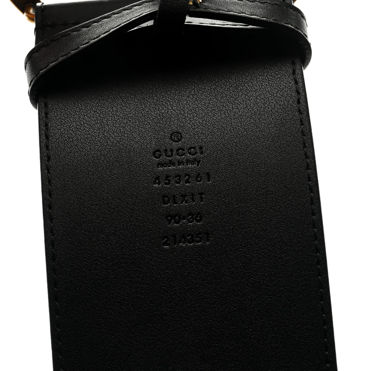 Moon Calfskin Pearl Double G 70mm Belt 90 36 Black Cream