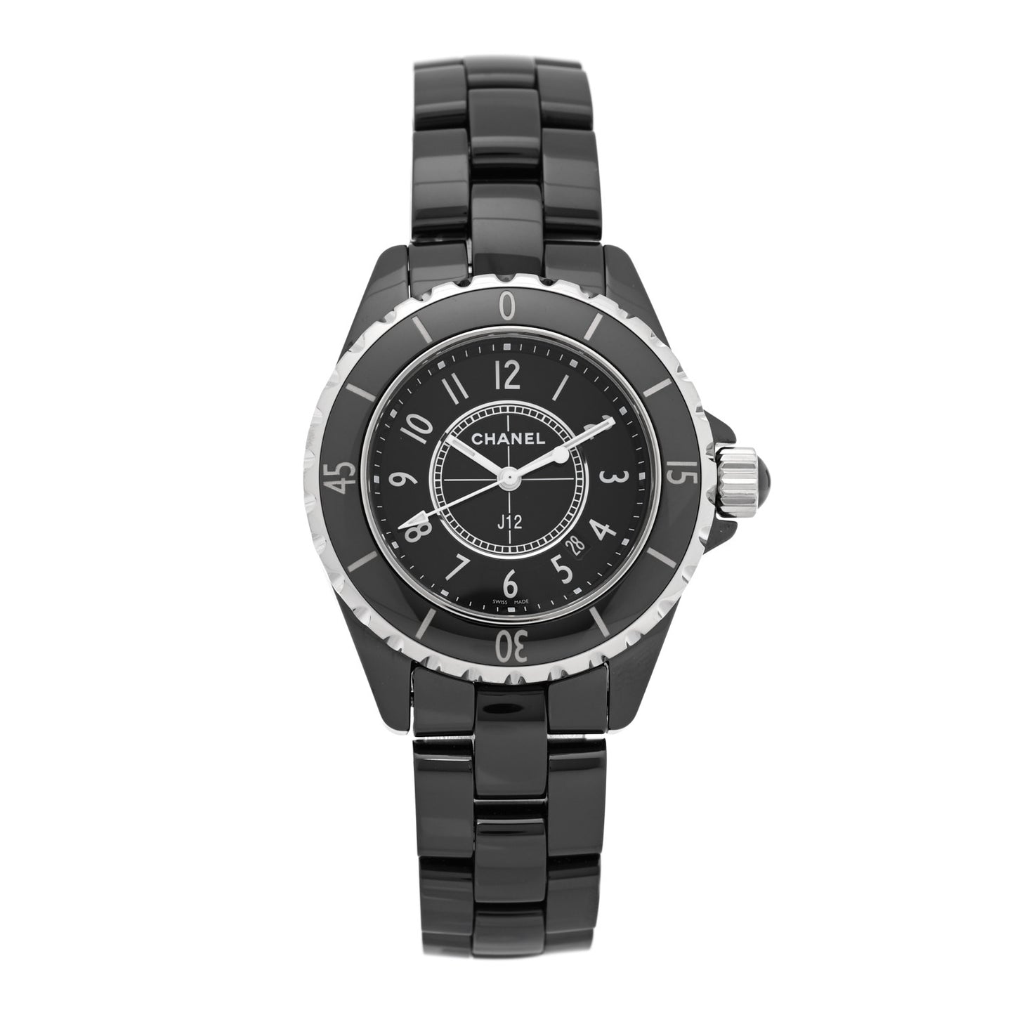 Stainless Steel Ceramic 33mm J12 Quartz Watch Black