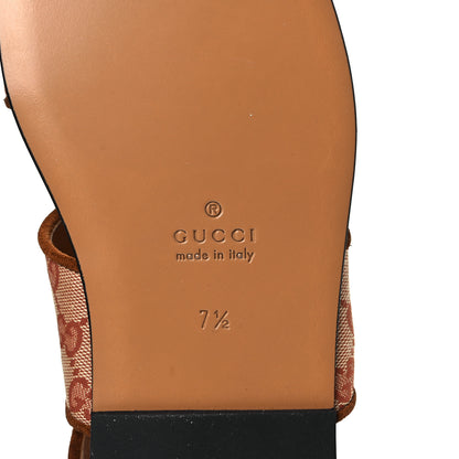 Gucci Canvas GG Monogram Mens Slingback Flat Sandals 7.5 Beige Ruggine Cuir 6 of 9