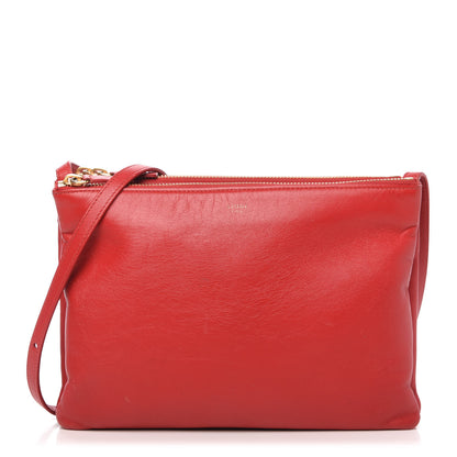 Celine Lambskin Large Trio Crossbody Bag Red 1 of 11
