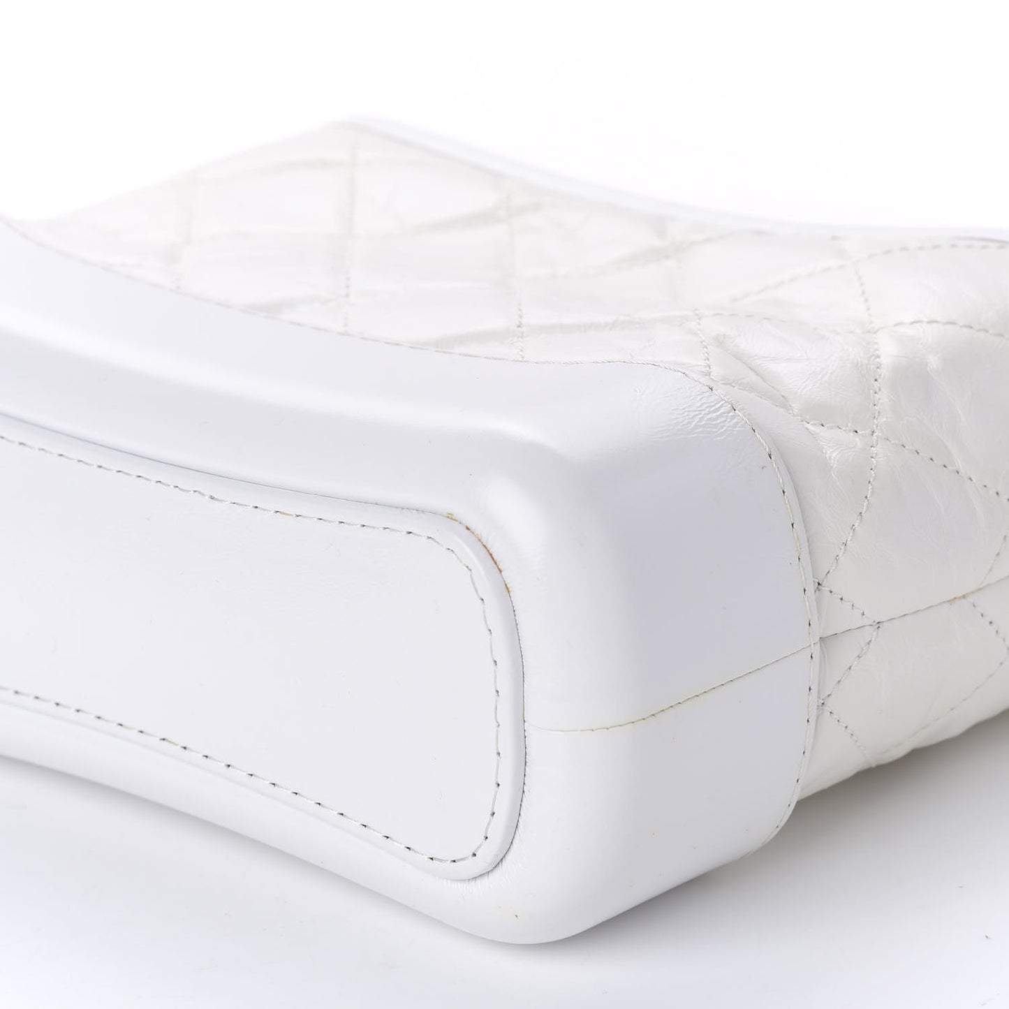 Aged Calfskin Quilted Small Gabrielle Hobo White