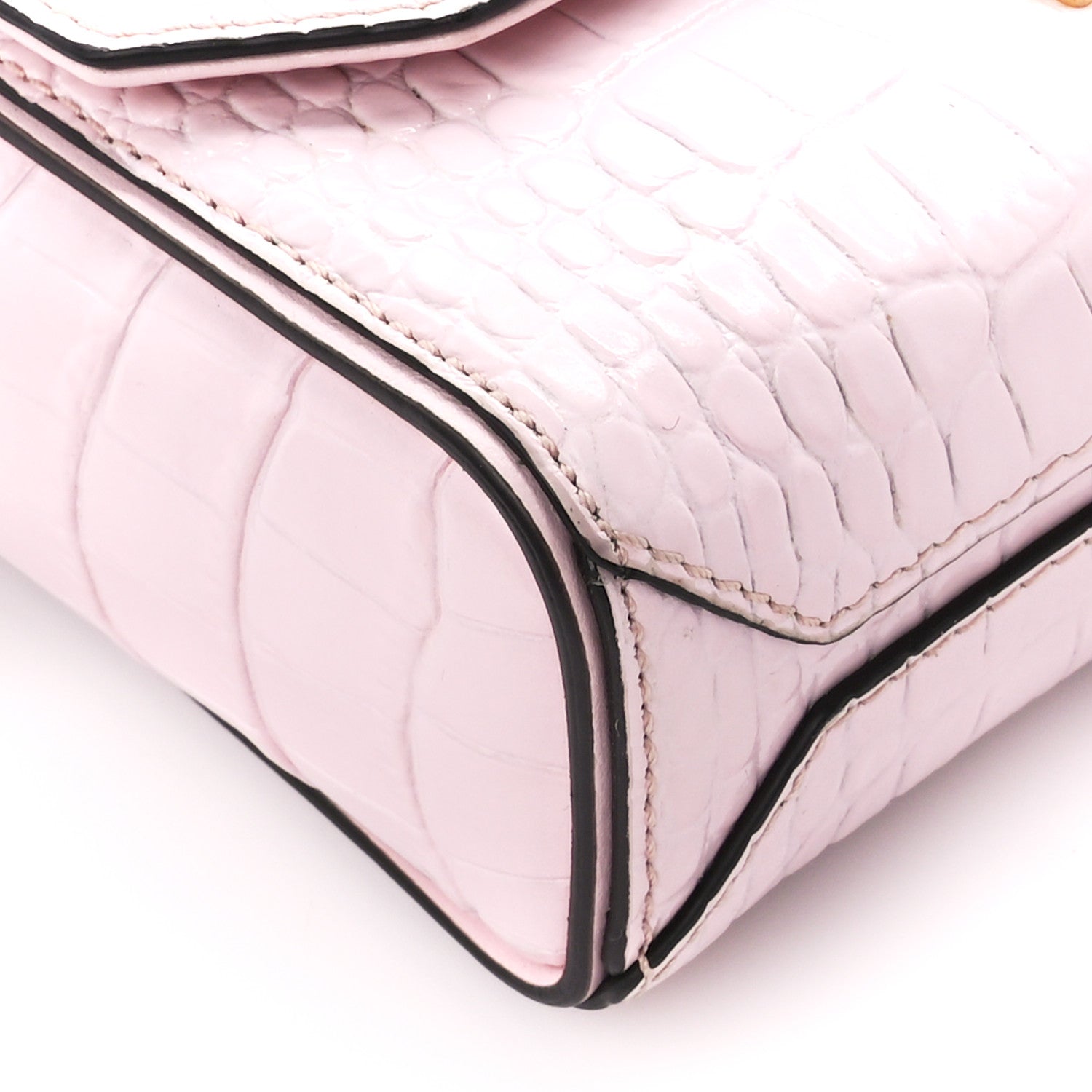 Givenchy Calfskin Crocodile Embossed Mini Eden Top Handle Pink 11 of 13