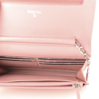 Chanel Patent Quilted Wallet On Chain WOC Light Pink 4 of 11