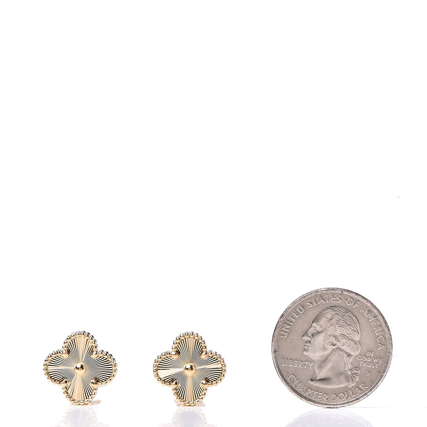 18K Yellow Gold Guilloche Vintage Alhambra Earrings
