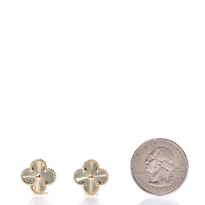 Van Cleef & Arpels 18K Yellow Gold Guilloche Vintage Alhambra Earrings 2 of 5