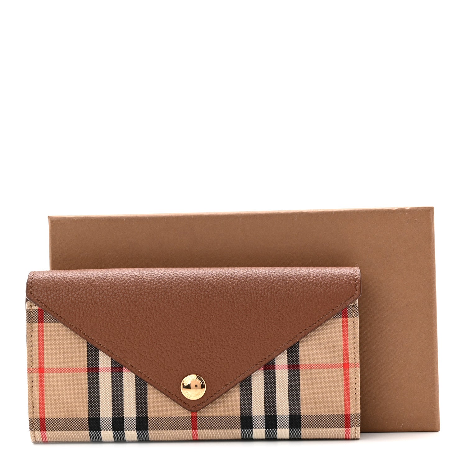 Burberry Vintage Check Grain Calfskin Halton Wallet Tan 7 of 7