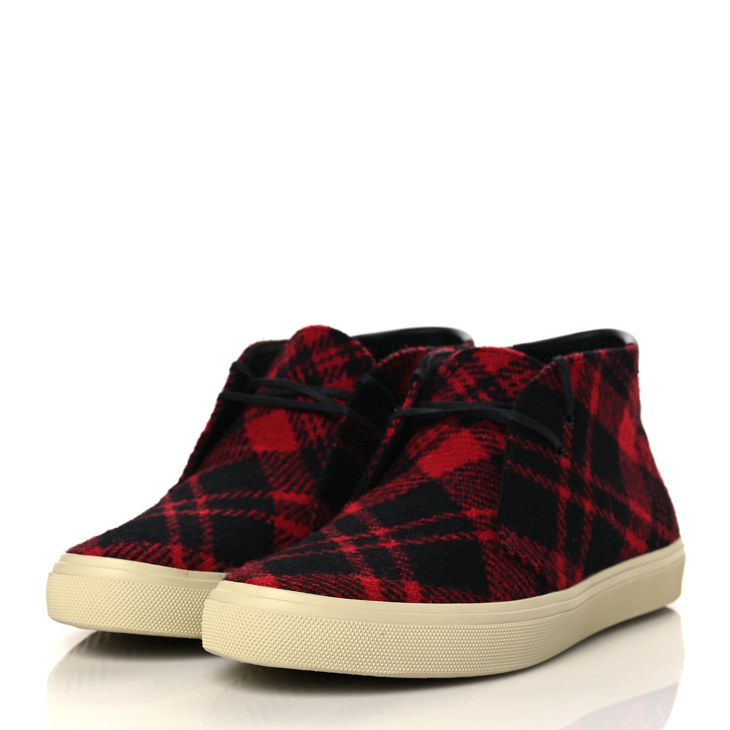 Saint Laurent Tweed Ace Mid Top Sneakers 41 Red 3 of 8