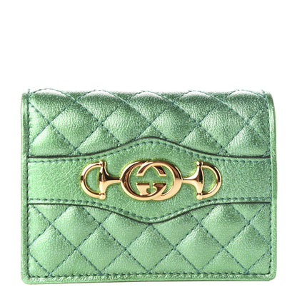 Gucci Laminated Nappa Trapuntata Zumi Card Case Jasmine Green 1 of 22