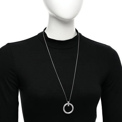Tiffany 18K White Gold Diamond Large T T1 Circle Pendant Necklace 2 of 6