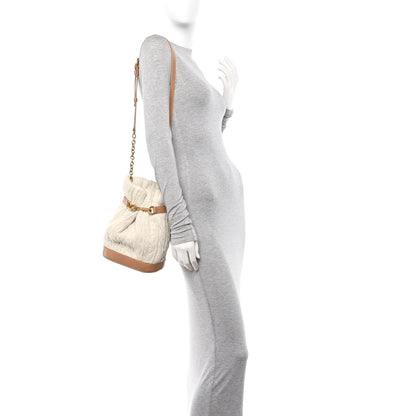 Saint Laurent Calfskin Tessuto Treccia Knit Le Maillon Bucket Bag Soy Milk 2 of 11