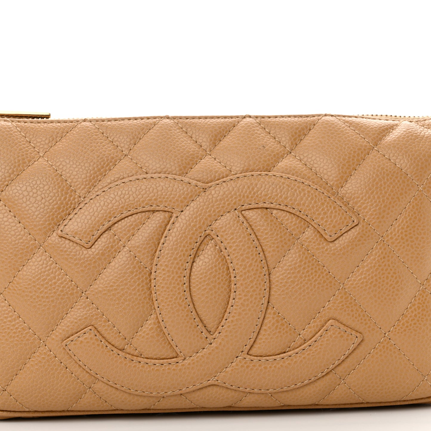 Caviar Quilted Timeless CC Shoulder Bag Beige
