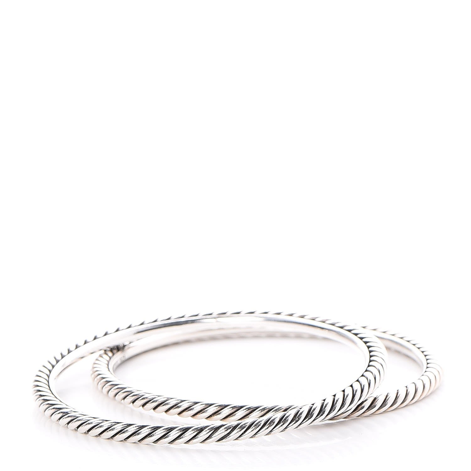 David Yurman Sterling Silver Cable Classics Bangles Bracelet Set of 2 3 of 5
