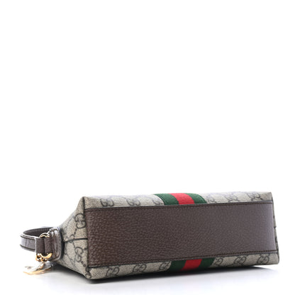 Gucci GG Supreme Monogram Textured Dollar Calfskin Web Small Ophidia Dome Shoulder Bag Beige Ebony New Acero 3 of 4