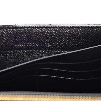 Saint Laurent Grain De Poudre Matelasse Chevron Monogram Flap Wallet Black 7 of 8