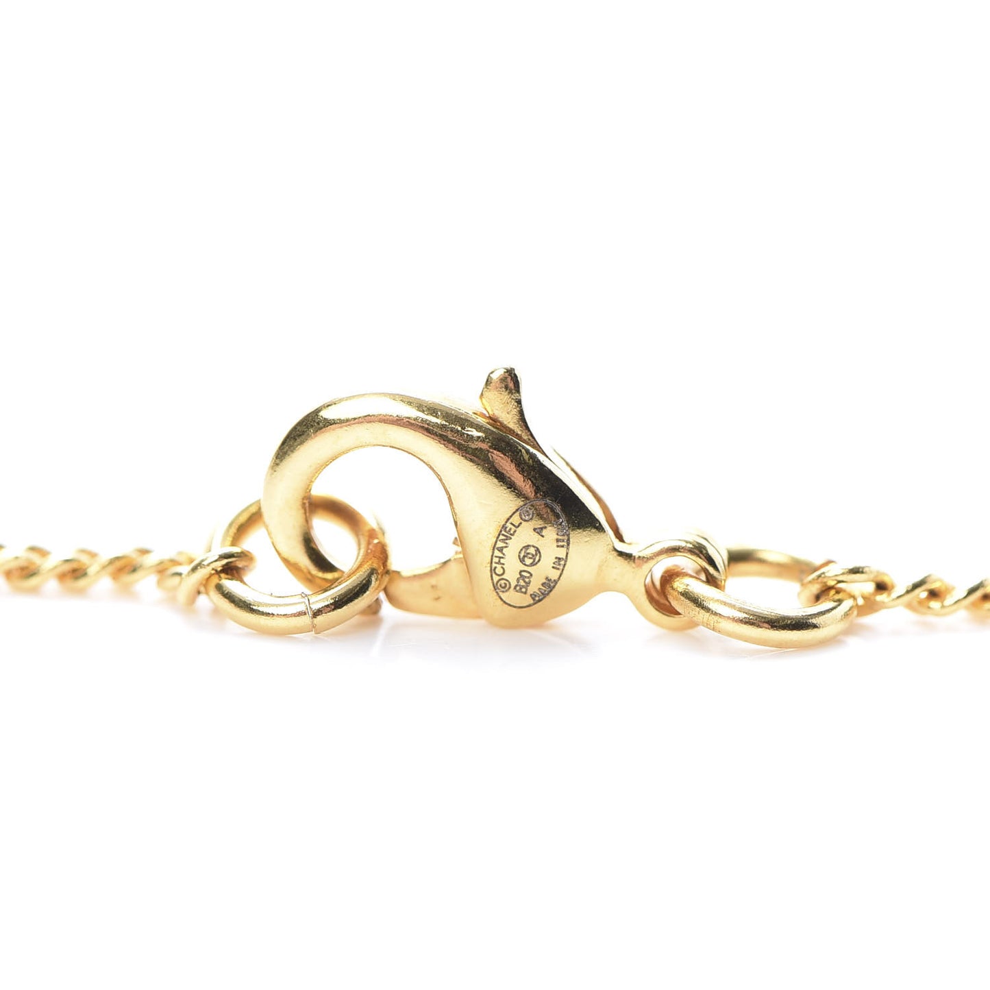Metal CC Paris Button Necklace Gold