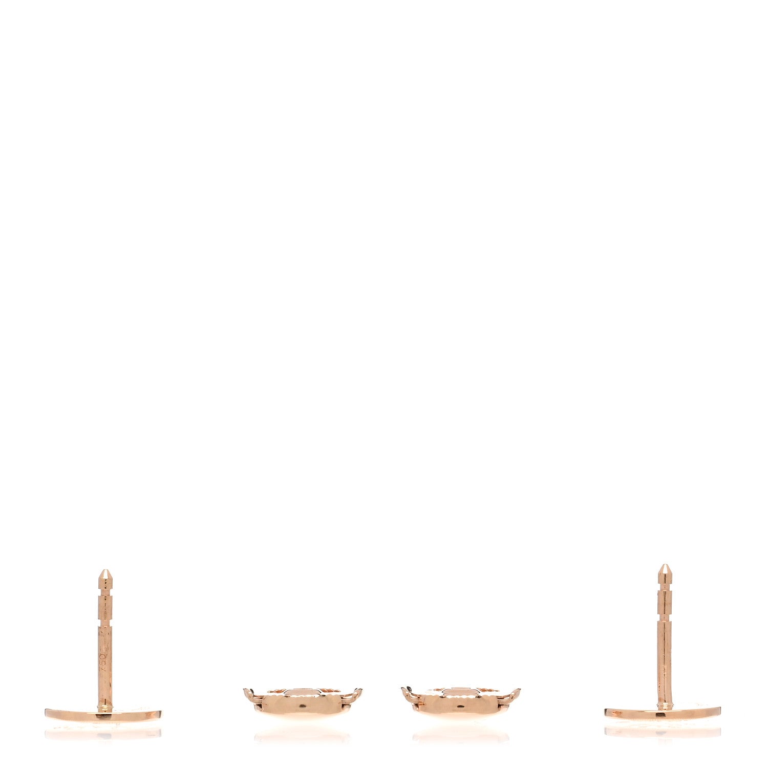 Hermes 18K Rose Gold TPM Ex-Libris Stud Earrings 3 of 4