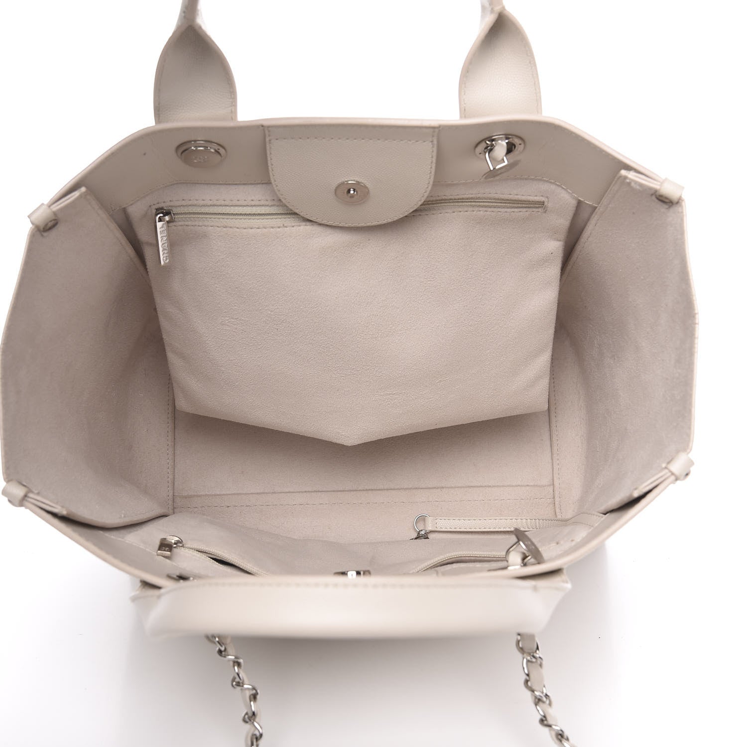 Chanel Caviar Small Studded Deauville Tote Ivory 5 of 18
