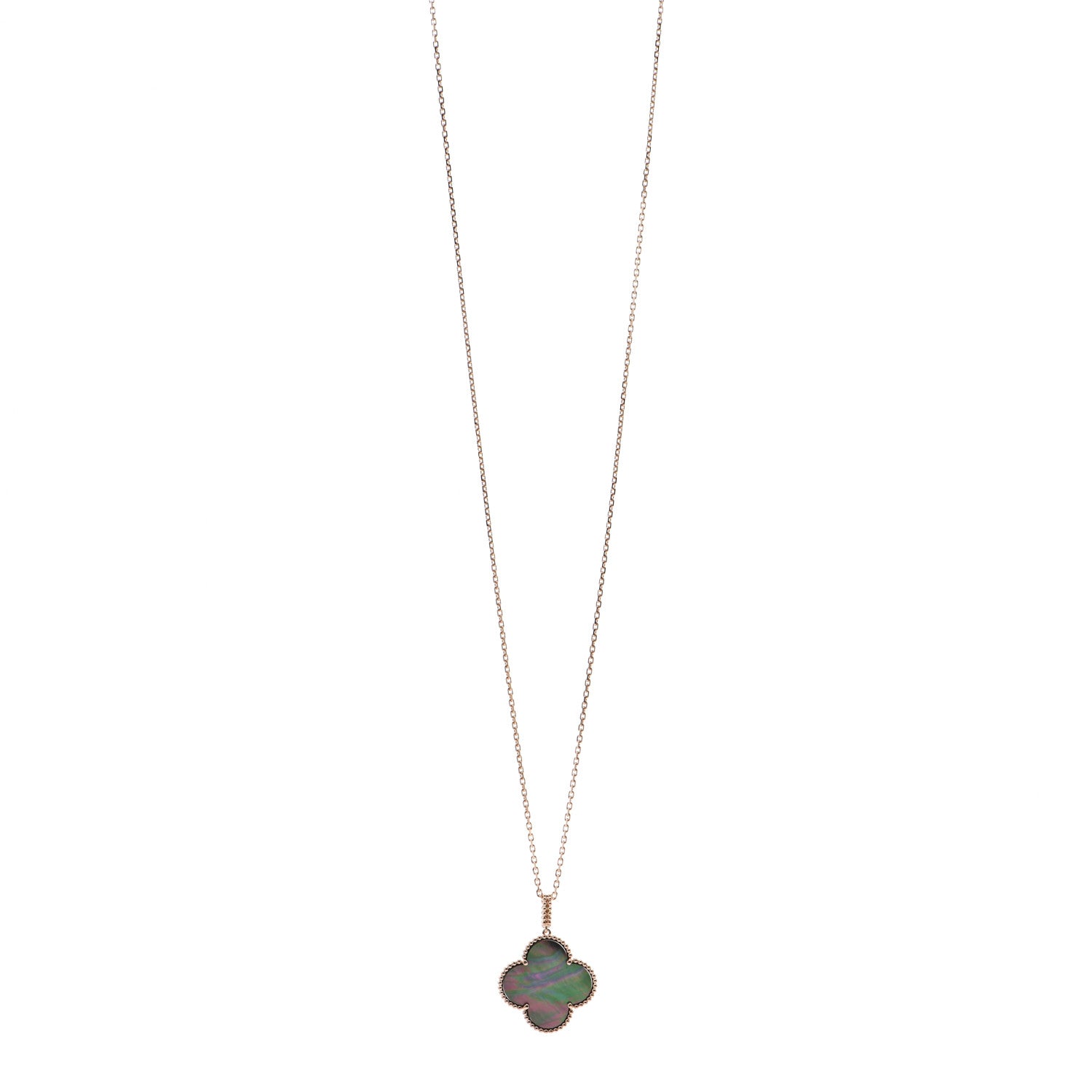 Van Cleef & Arpels 18K Rose Gold Gray Mother of Pearl Magic Alhambra Long Necklace 1 of 5
