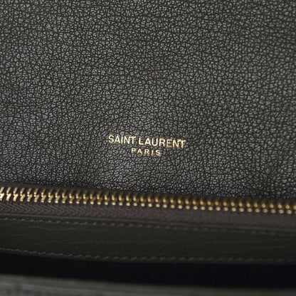 Saint Laurent Sheepskin Matelasse Chevron Monogram Medium College Bag Military Olive 5 of 9