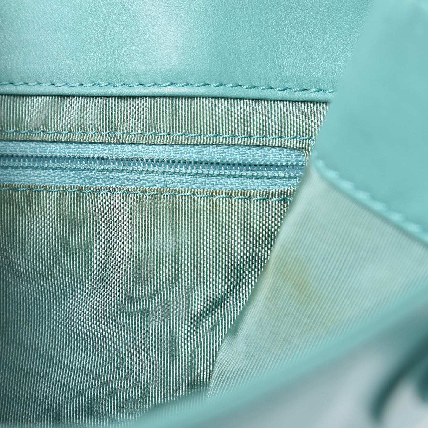 Lambskin CC Stitched Tote Turquoise