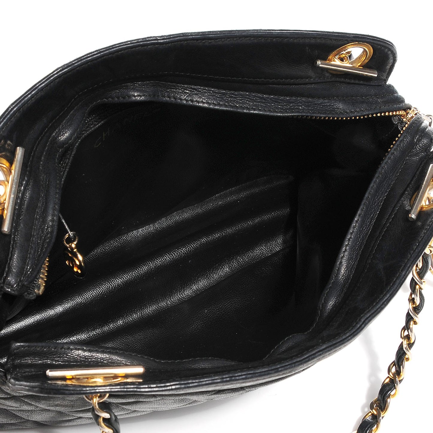 Lambskin Quilted Shoulder Bag Black