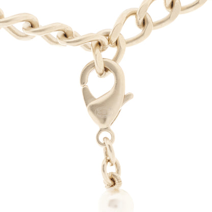 Chanel Pearl Crystal Baguette CC Short Necklace Gold 5 of 6