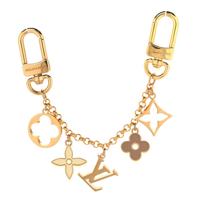 Louis Vuitton Brass Enamel Fleur De Monogram Bag Charm Chain Gold 1 of 3