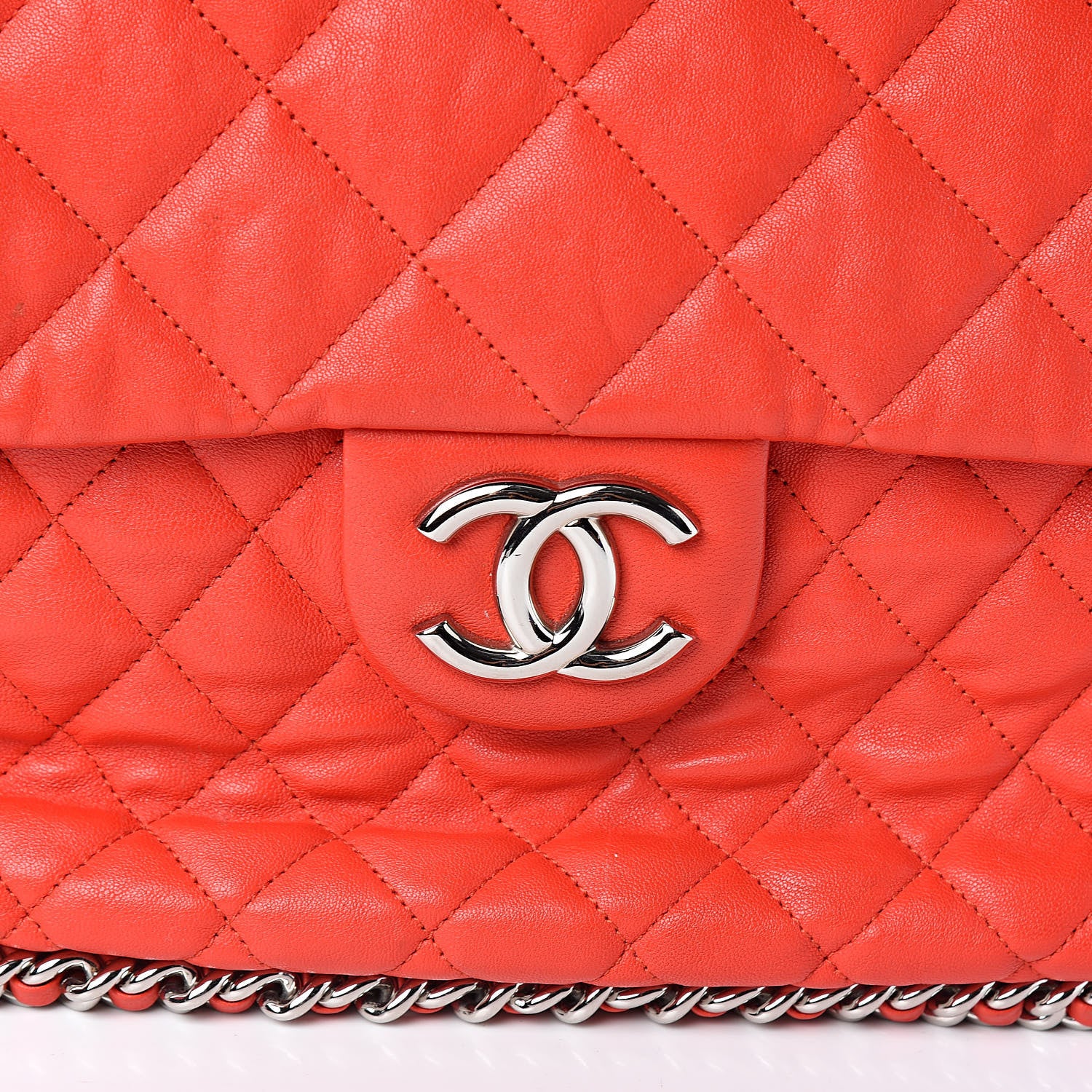 Chanel Washed Lambskin Quilted Maxi Chain Around Flap Red 12 of 12