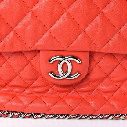 Chanel Washed Lambskin Quilted Maxi Chain Around Flap Red 12 of 12