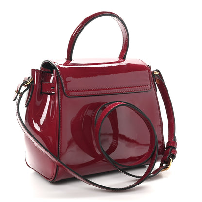 Versace Patent Calfskin Small La Medusa Top Handle Bag Claret 3 of 9