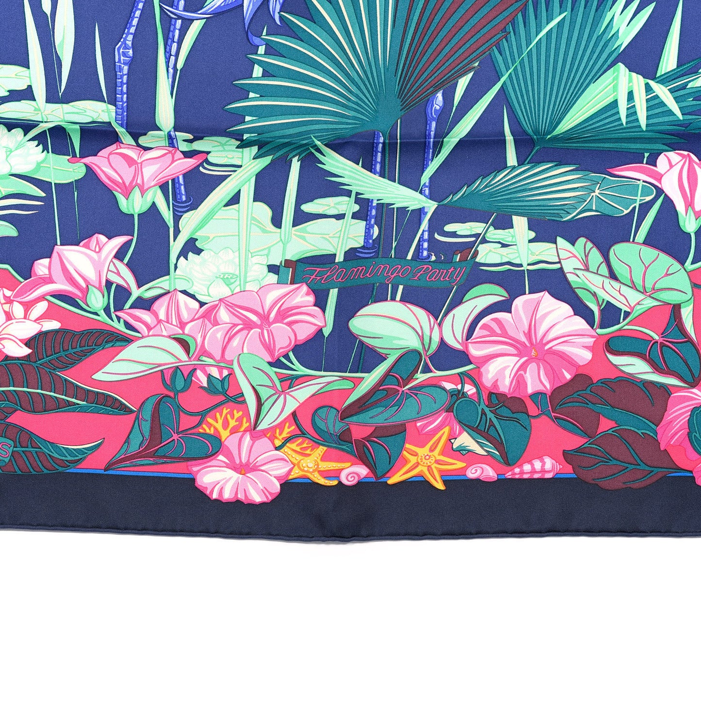 Silk Tatouage Flamingo Party Scarf 90