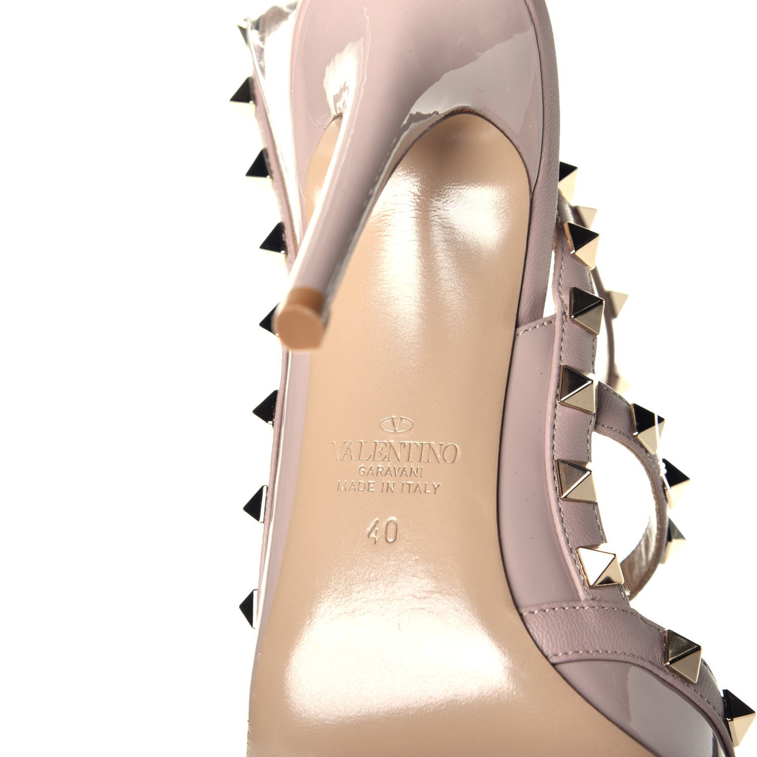 Valentino Garavani Patent Rockstud Ankle Strap Pumps 40 Poudre 6 of 9