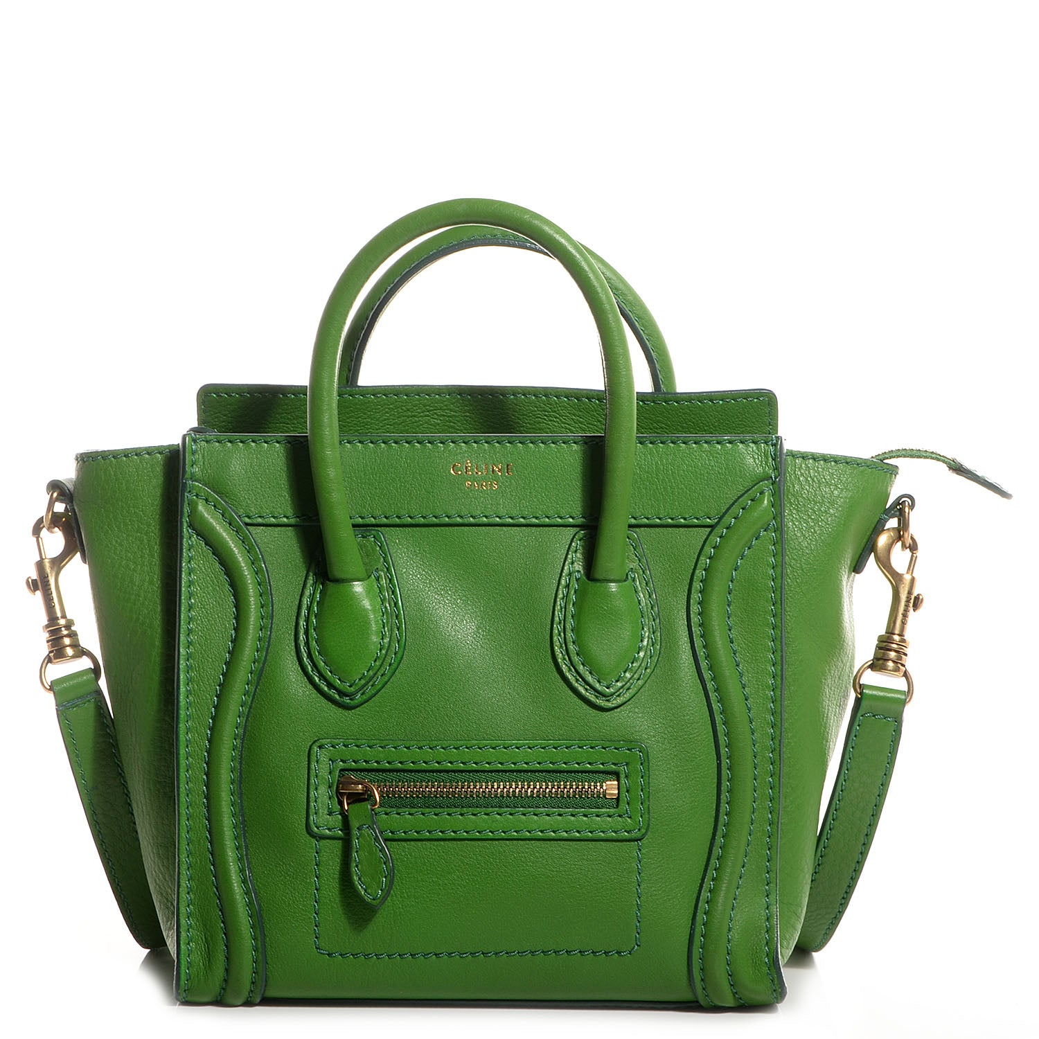 Celine Smooth Calfskin Nano Luggage Green 1 of 10