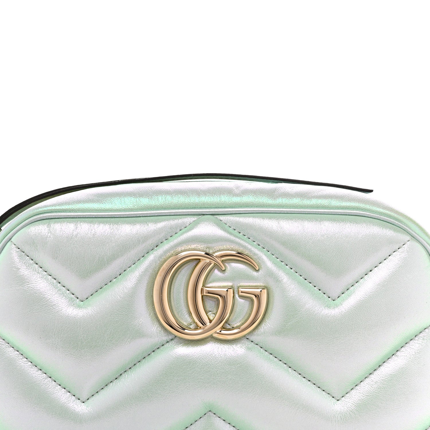 Gucci Iridescent Nappa Chevron Matelasse Small GG Marmont Chain Shoulder Bag Iridescent Salvy Green 8 of 10