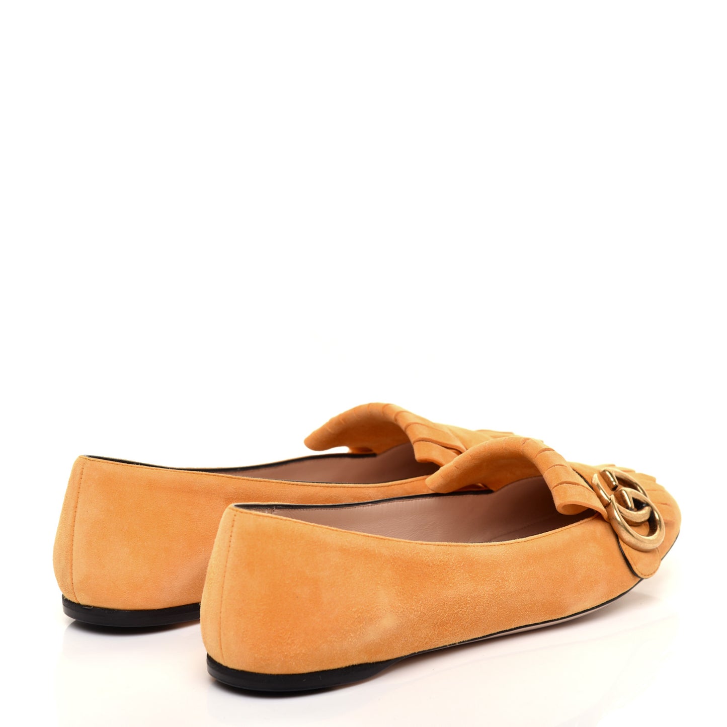 Kid Scamosciato GG Marmont Fringe Flats 37.5 Crystal Copper