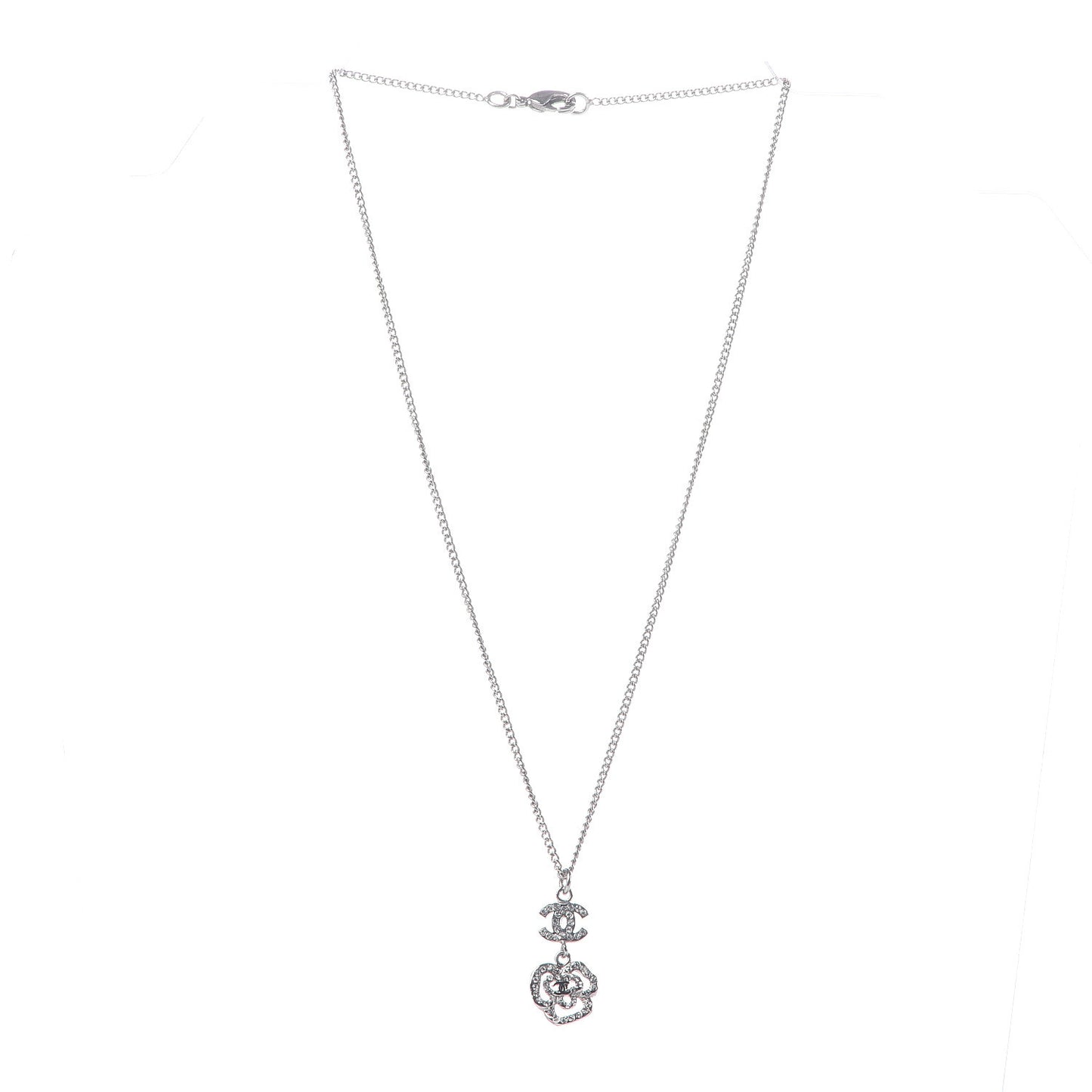 Crystal CC Camellia Necklace Silver