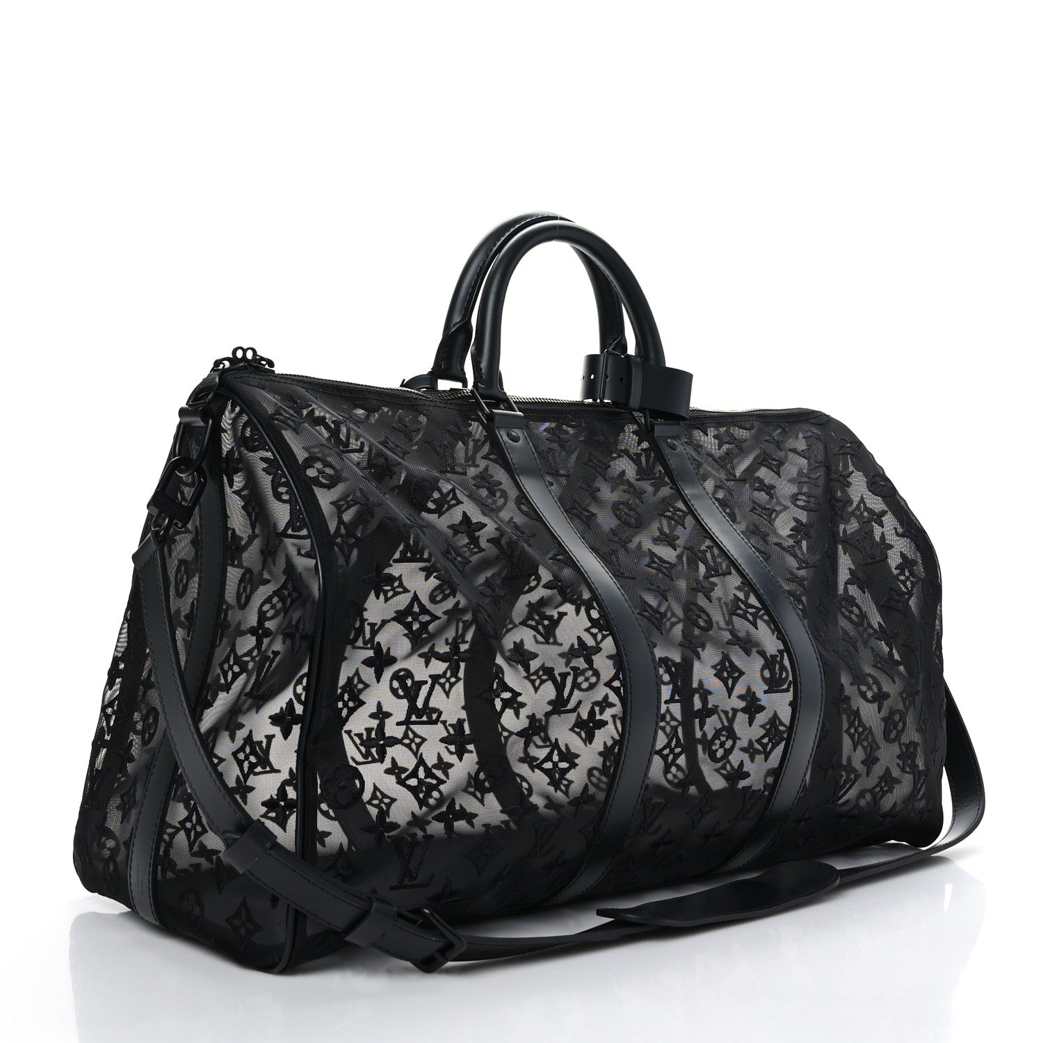 Louis Vuitton Monogram See Through Keepall Bandouliere 50 Black 3 of 10