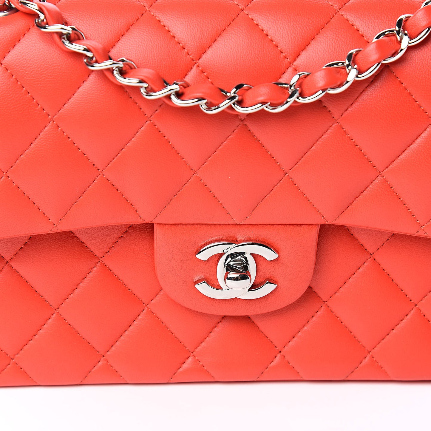 Lambskin Quilted Small Double Flap Red