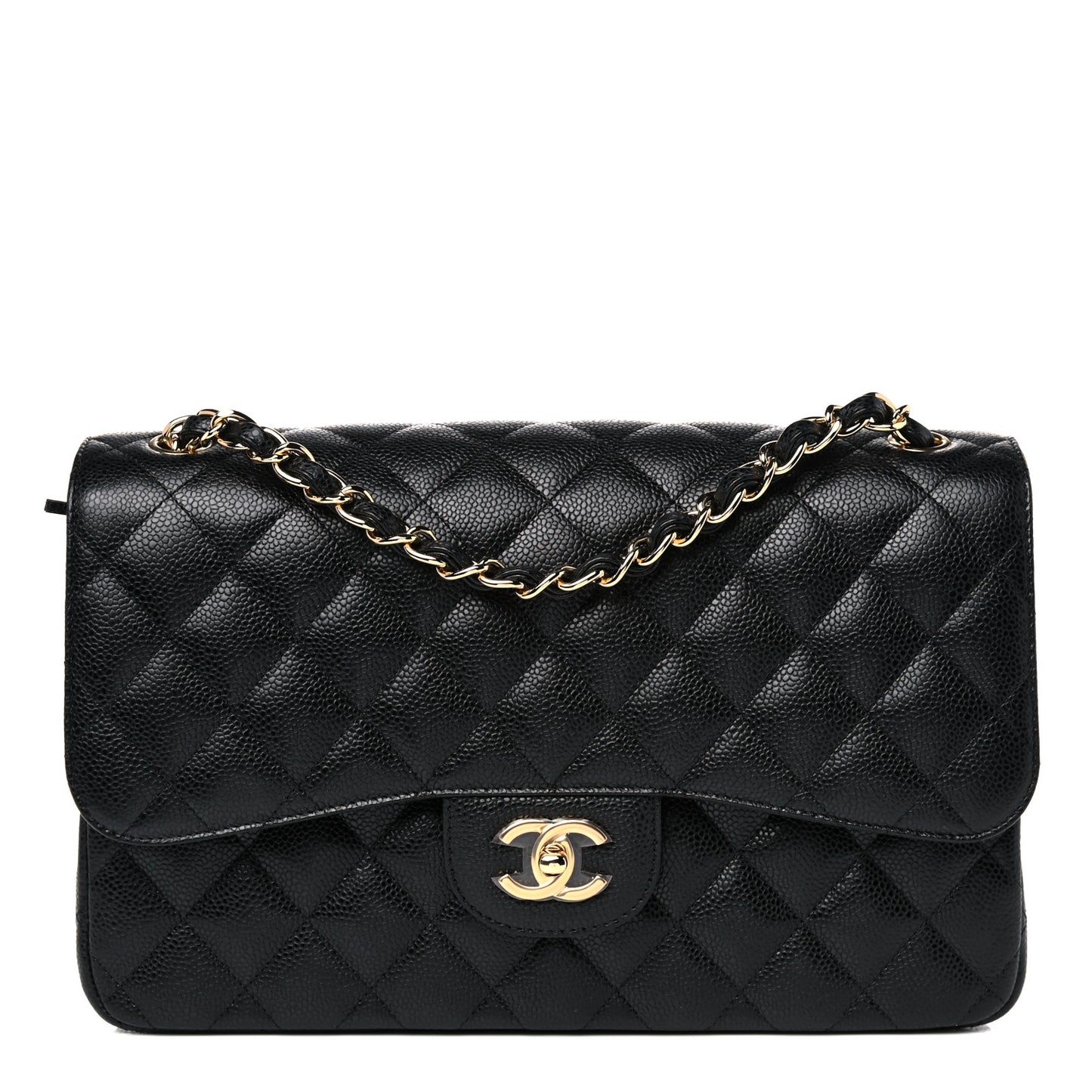 Caviar Quilted Jumbo Double Flap Black