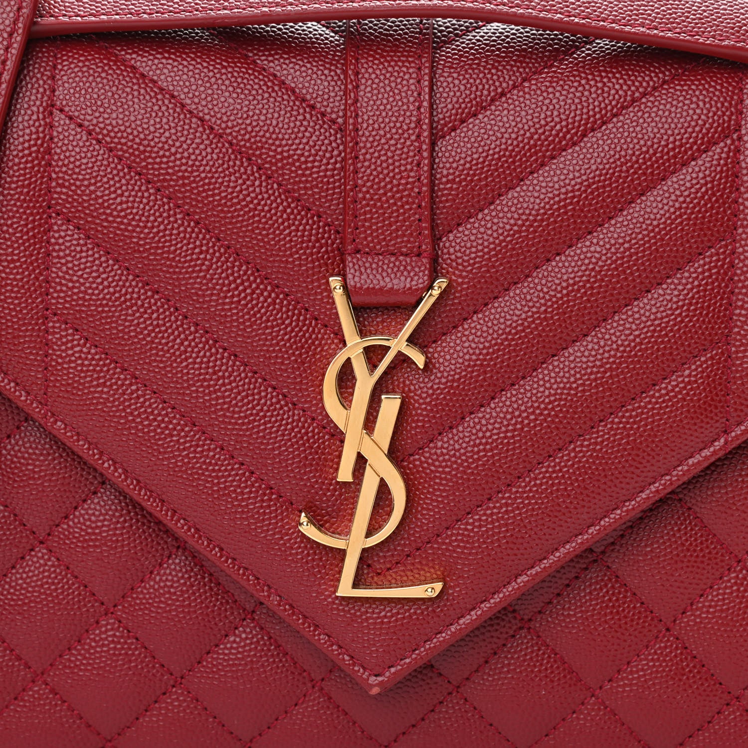 Saint Laurent Grain De Poudre Textured Mixed Matelasse Triquilt Medium Monogram Satchel Oxblood 8 of 13
