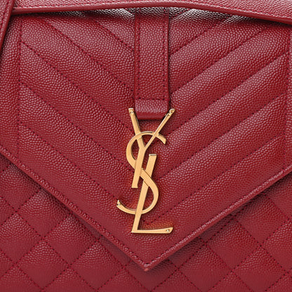 Saint Laurent Grain De Poudre Textured Mixed Matelasse Triquilt Medium Monogram Satchel Oxblood 8 of 13