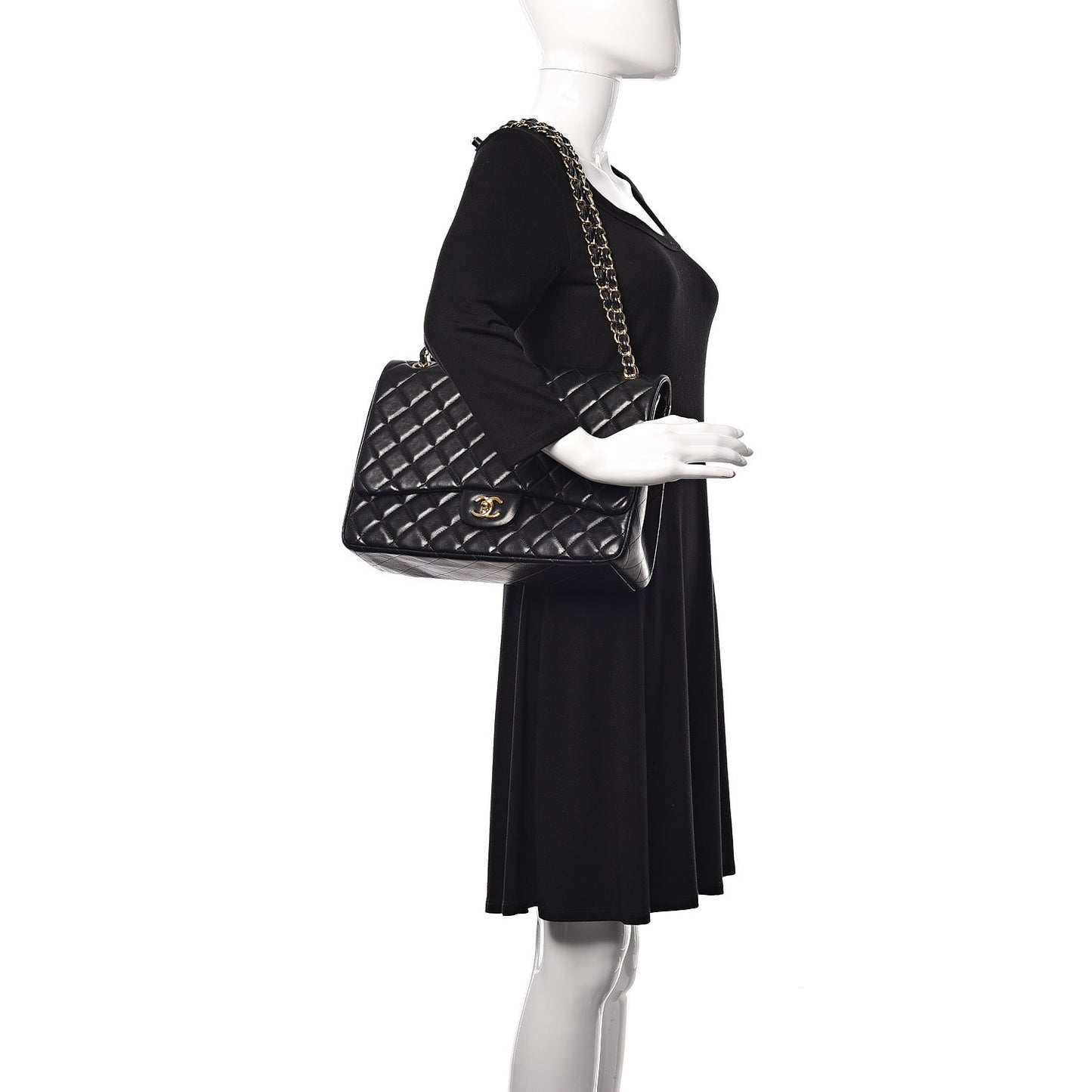 Lambskin Quilted Maxi Single Flap Black