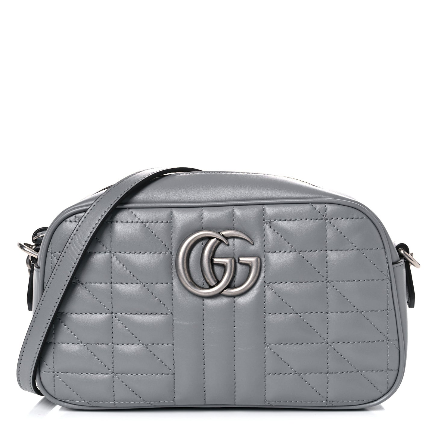Calfskin Matelasse Aria Small GG Marmont Chain Shoulder Bag Deep Grey